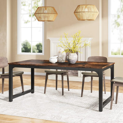 Eettafel – Tafel – Eetkamertafel – Keukentafel – Werktafel – Modern Rustiek Design – 180x90 cm – Walnoothout Blad – Stevig Metalen Onderstel