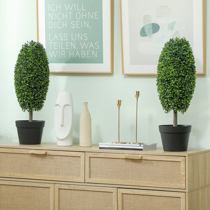 Kunstplanten – Nepsplanten – Kunstbomen – Decoratieplanten – Set van 2 – Onderhoudsvrij – UV-bestendig – 60 cm met Betonpot