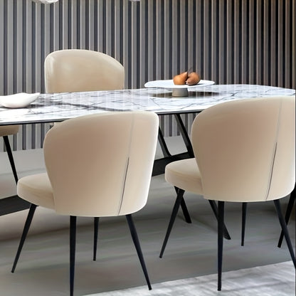 Eetkamerstoelen – Stoelen – Dining Stoelen – Bureaustoelen – Armloze Stoelen – Beige Kleur – Hoog Rugleuning Design – PU Kunstleer Bekleed
