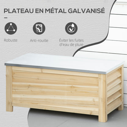 Tuinkist – Tuinopbergbox – Kussenbox – Tuinbox – Opbergkist – Massief Hout – Gegalvaniseerd Metalen Deksel – 155L – 110x50x50 cm