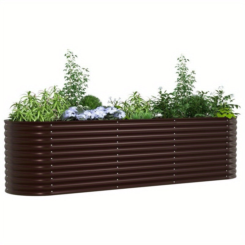 Elevated Brown Tuinbak – Verhoogde Plantenbak – Metaal Bloembak – Tuinbak Met Ventilatie – Marron Variant – Gegalvaniseerd Staal – Efficiënte Drainage & Stabiliteit – 320x80x81 cm