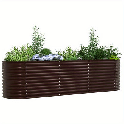 Elevated Brown Tuinbak – Verhoogde Plantenbak – Metaal Bloembak – Tuinbak Met Ventilatie – Marron Variant – Gegalvaniseerd Staal – Efficiënte Drainage & Stabiliteit – 320x80x81 cm