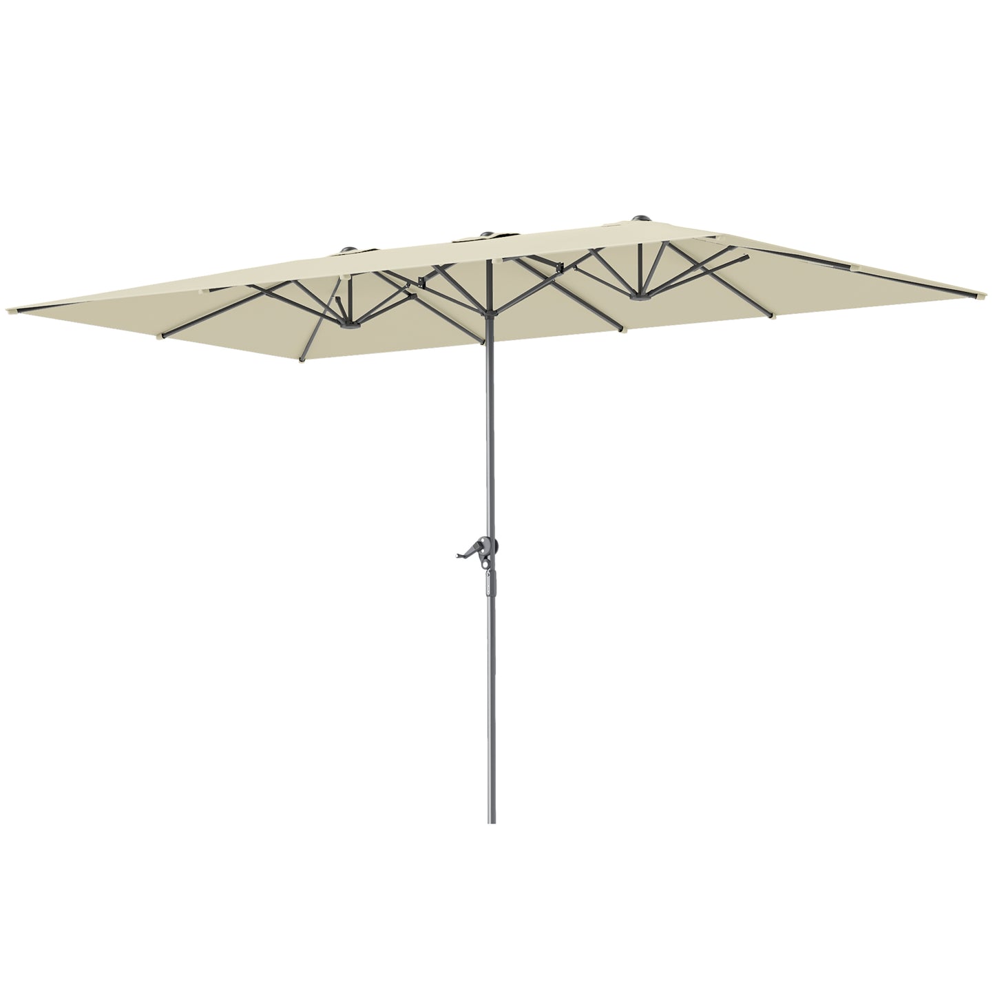 Dubbele Parasol – XXL Zonneparasol – Stokparasol – Terrasparasol – Buitenparasol – Cranksysteem – UV50+ Bescherming – 451x264 cm – Aluminium Frame – Crème Wit