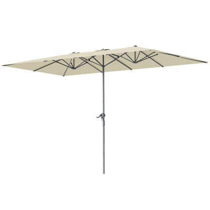 Dubbele Parasol – XXL Zonneparasol – Stokparasol – Terrasparasol – Buitenparasol – Cranksysteem – UV50+ Bescherming – 451x264 cm – Aluminium Frame – Crème Wit