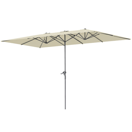 Dubbele Parasol – XXL Zonneparasol – Stokparasol – Terrasparasol – Buitenparasol – Cranksysteem – UV50+ Bescherming – 451x264 cm – Aluminium Frame – Crème Wit