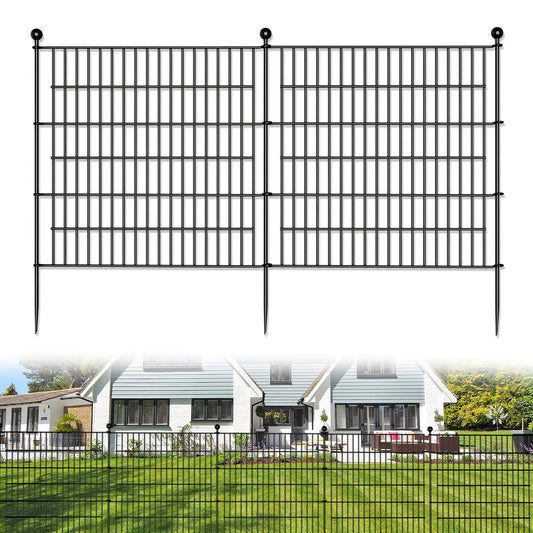 Tuinhek – Hekwerk – Tuinafscheiding – Omheining – Gaashek – Metaal – Verstelbare Hoogte 81 cm – Roestvrij Zwart Design