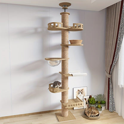 Krabpaal – Kattenboom – Kattenkrabpaal – Kattentoren – Kattenmeubel – Verstelbaar 250-260 cm – Natuurlijke Sisal Touw