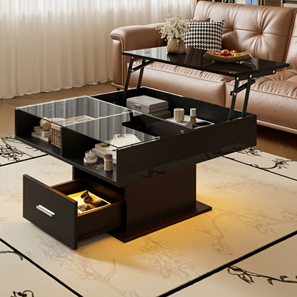 Adjustable Height Coffee Table with Expandable Storage - Modern Bamboo Lift-Top Design, Space-Saving Multifunctional Furniture for Living Room, Office & Small Apartments, Easy Assembly, No Electrical Required, Contemporary St