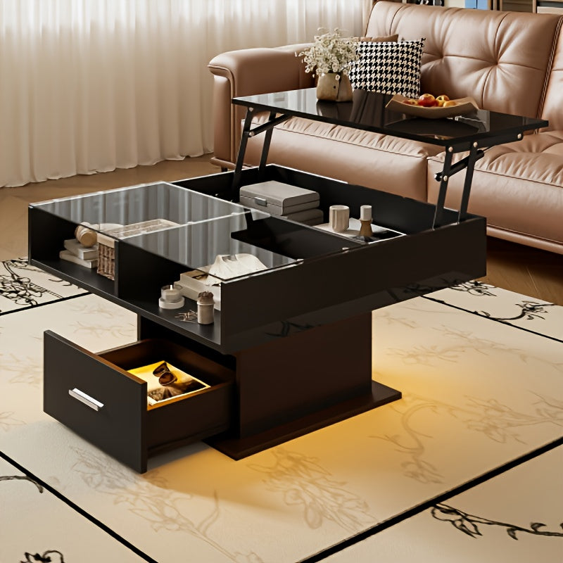 Salontafel – Koffietafel – Bijzettafel – Woonkamertafel – Middentafel – Verstelbare Hoogte – Bamboe Met Opbergruimte