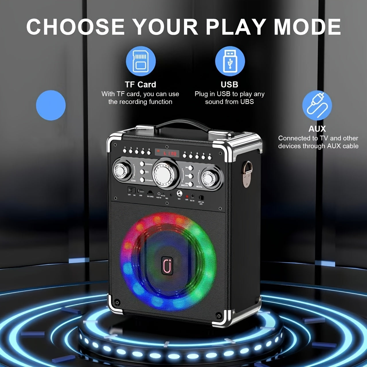 Draagbare Karaoke Machine – Karaoke Speaker – Party Speaker – Bluetooth Speaker – Muziekbox – Draadloos Met 2 Microfoons – RGB Verlichting – USB-C Snel Opladen