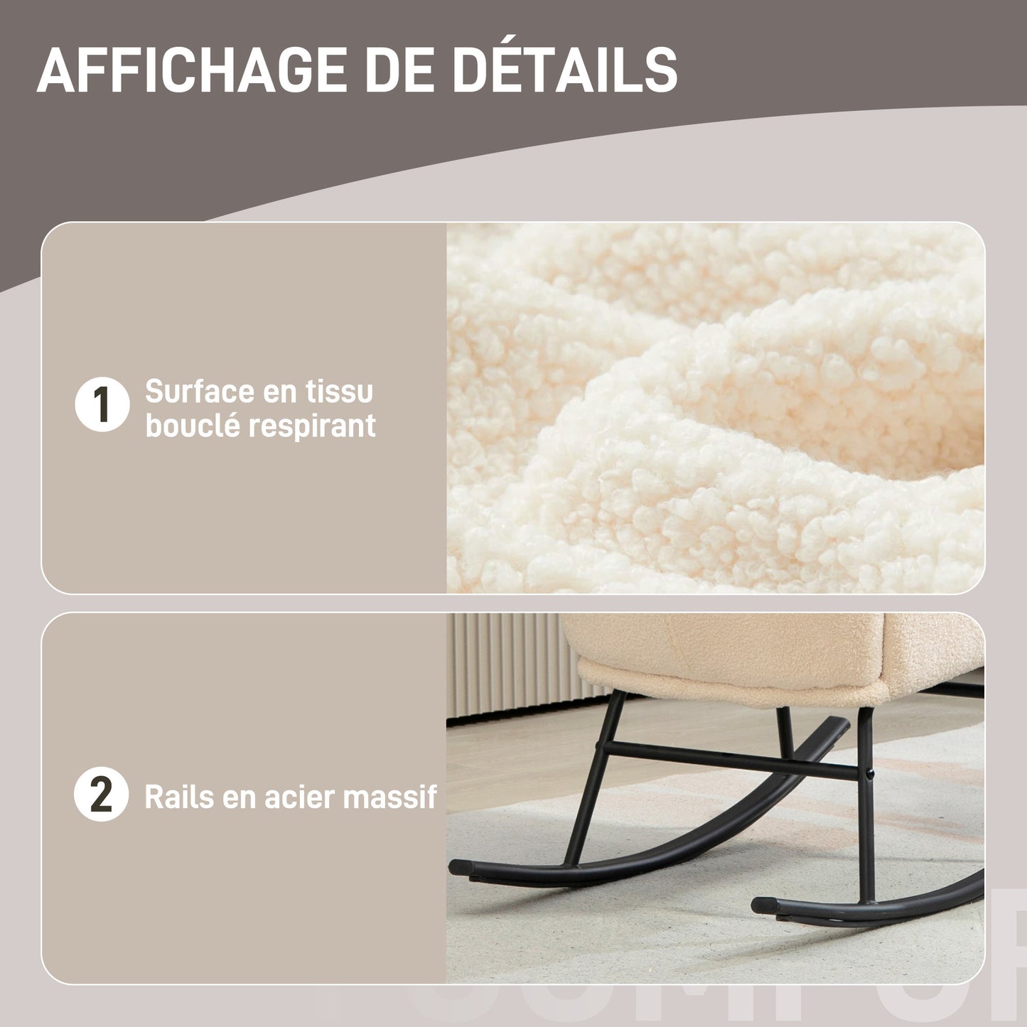 Schommelstoel – Relaxstoel – Fauteuil – Loungestoel – Voedingsstoel – 10 cm Dikke Foam Zitting – Gebogen Stalen Poten