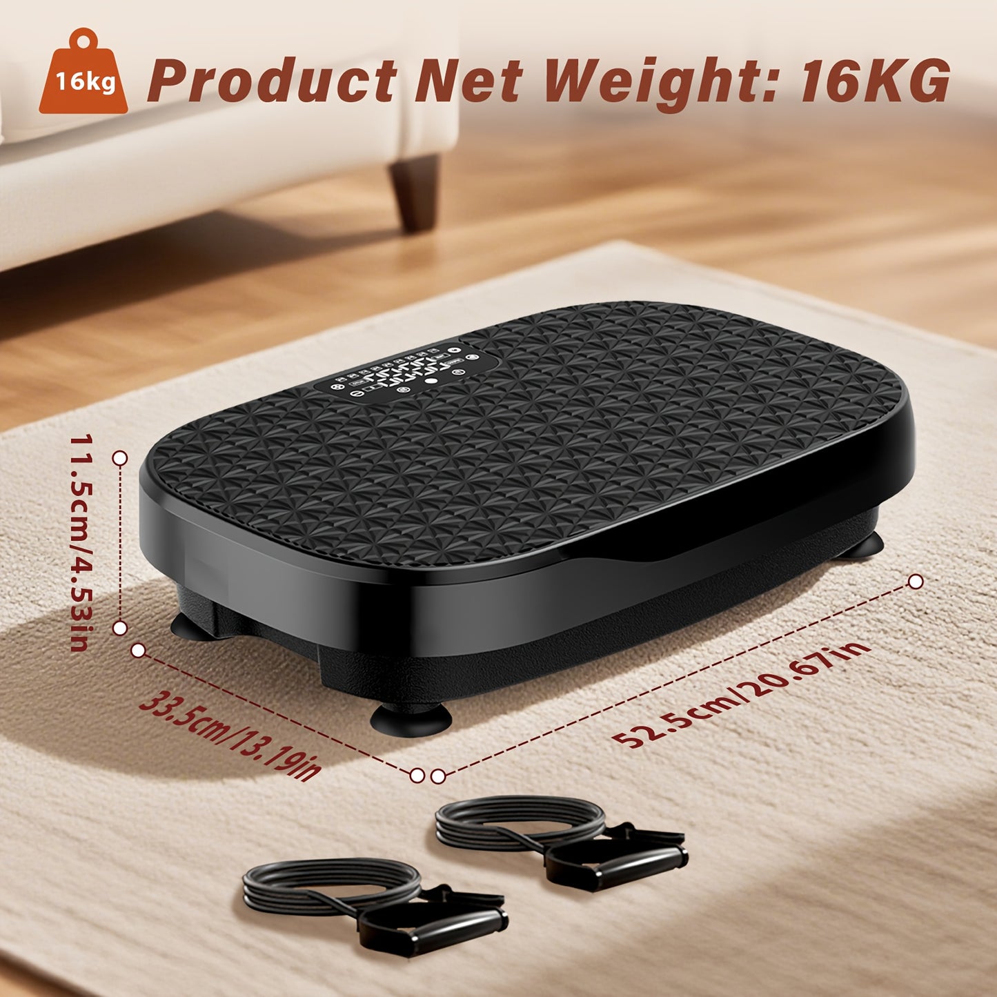 Trilplaat – Vibratieplaat – Powerplate – Vibratietrainer – Fitnessapparaat – Volledige Lichaamstraining – Inclusief Weerstandsbanden – Compact en Stabiel Platform – 220-240V Aansluiting – Zwart