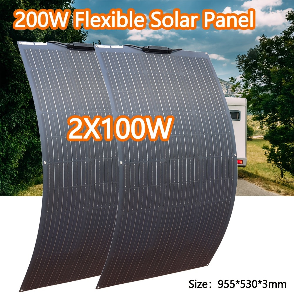 Flexibele Zonnepanelen – Flexibele Zonnecel – Draagbare Zonnepanelen – Zonne-energie – 200W Totaal – Geschikt Voor 12V En 24V