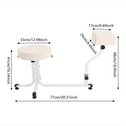 Pedicurekruk – Pedicurestoel – Nagelkruk – Schoonheidsstoel – Voetensteunkruk – Verstelbare Hoogte – Stevig IJzeren Frame – Comfortabele PU Leren Zitting – Modern Wit