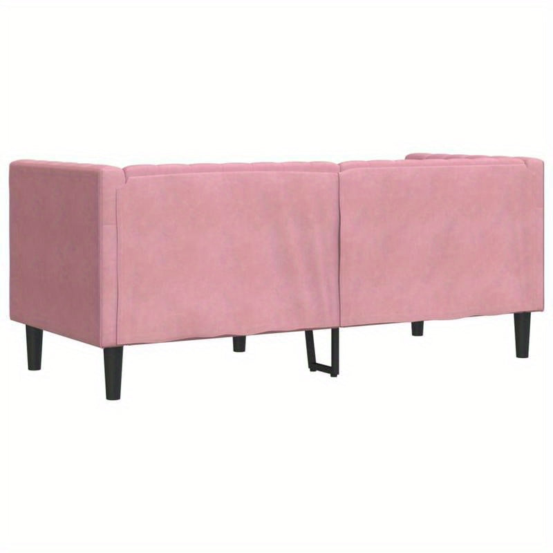 2-zits bank – 2-zitsbank – loveseat – zitbank – tweezits sofa – Chesterfield design – roze velvet stof – vlekbestendig en hypoallergeen – makkelijk schoon te maken