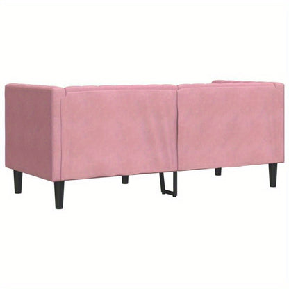 2-zits bank – 2-zitsbank – loveseat – zitbank – tweezits sofa – Chesterfield design – roze velvet stof – vlekbestendig en hypoallergeen – makkelijk schoon te maken