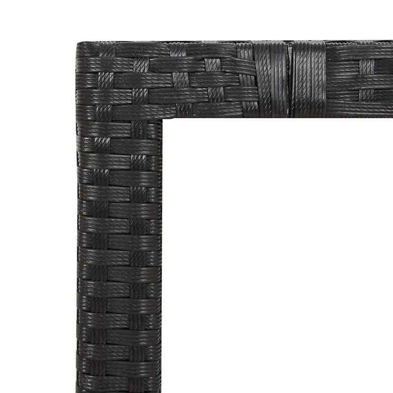 Outdoor Dining Table with Black Poly Rattan & Acacia Wood - Square Patio Furniture, All-Weather Durable Design, Sturdy Legs & Smooth Surface for Garden, Balcony, or Backyard - Modern Contemporary Style in Black & Natural Brow