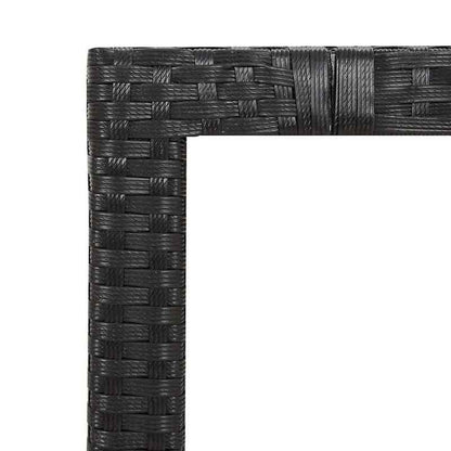 Outdoor Dining Table with Black Poly Rattan & Acacia Wood - Square Patio Furniture, All-Weather Durable Design, Sturdy Legs & Smooth Surface for Garden, Balcony, or Backyard - Modern Contemporary Style in Black & Natural Brow