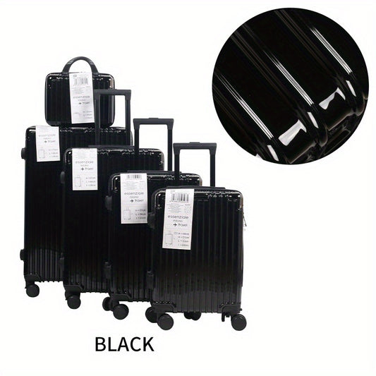 Kofferset – Reiskoffer Set – Trolley – Handbagage Koffers – Ruimbagage – 5-delig – Hardcase PVC – Combinatieslot – 360° Zwenkwielen – Verstelbare Trekstang – Zwart