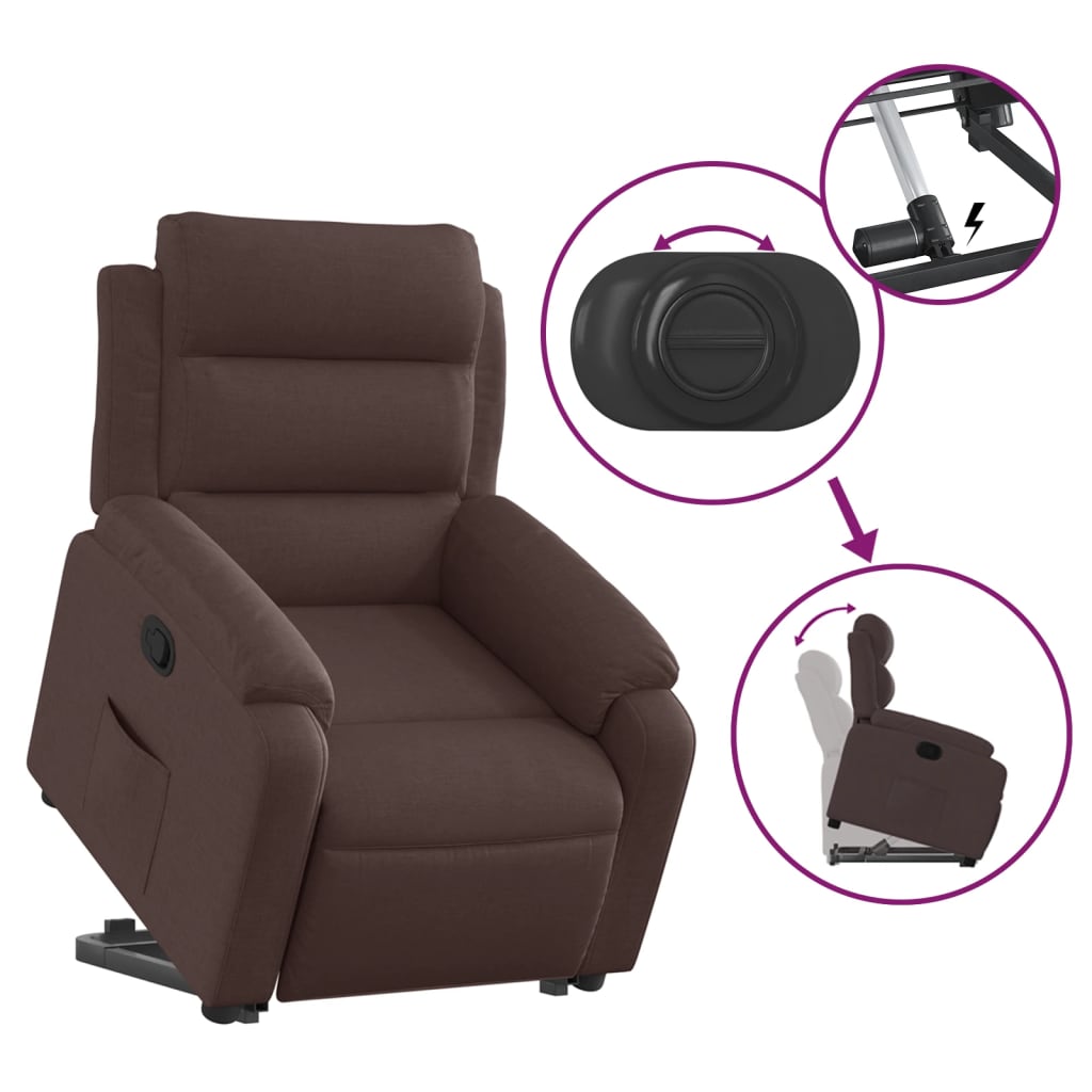 Massagestoel – Relaxfauteuil – Sta-op Stoel – Verstelbare Fauteuil – Elektrische Massagestoel – Opsta-functie – Verstelbare Rugleuning tot 135° – Met Zijvak