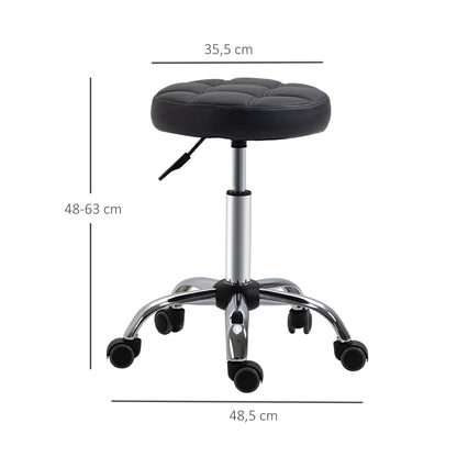 Draaibare Krukken – Werkkruk – Bureaustoel – Salonkruk – Rollende Kruk – 2-Pack Zwart – Hoogte Verstelbaar 48-63 cm – 360° Draaibaar Met Wieltjes
