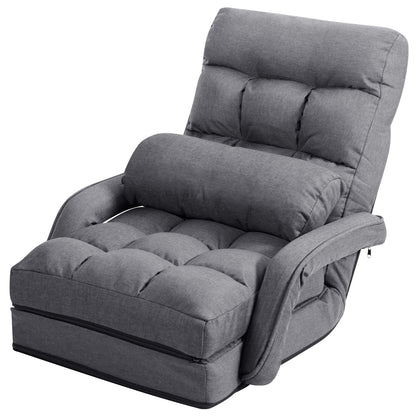 Vloerstuhl – Vloerstoel – Zitstoel – Relaxstoel – Fauteuil – Verstelbaar in 5 Posities – Ademend Stof & Stevig Metaal