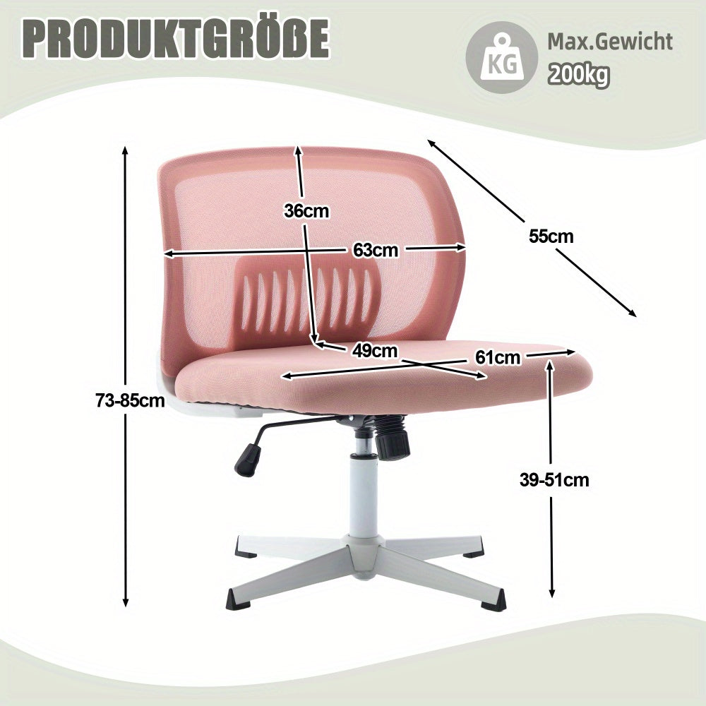 Bureaustoel – Bureaustoelen – Office Chair – Gamestoel – Draaistoel – Verstelbaar in Hoogte – 360° Draaibaar – Met Stevig Metalen Frame – Brede Zitting – Zonder Armleuningen – Zacht Gewatteerd – Roze