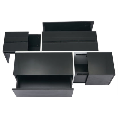 Salontafel – Koffietafel – Woonkamertafel – Tafel – Sofa Tafel – Modern Zwart – 4 Lades – Uitschuifbaar Tafelblad