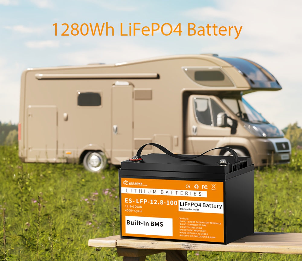 Lithium accu – LiFePO4 batterij – Lithium batterij – 12V accu – 100Ah accu – Hoge capaciteit 1280Wh – Geïntegreerd 100A BMS en lage temp cut-off