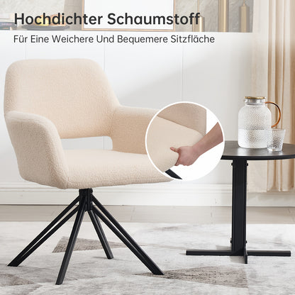 Two-Piece Modern Swivel Dining Chair Set with 180° Rebound & Teddy Velvet-Like Upholstery - Heavy-Duty Metal Frame, Solid Backrest Support, Easy-Clean Surface - Contemporary Black/Color Options for Dining Room, Living Room,