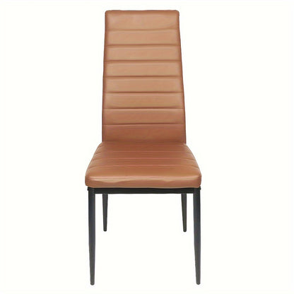 Eetkamerstoelen – Stoelen – Kuipstoelen – Keukenstoelen – Dining Chairs – Set Van 6 – Kunstleren Bekleding – Ergonomische Gebogen Rugleuning – Padded Zitting – Metalen Poten – Makkelijk Schoon Te Maken – Armloos – Modern Design – Bruin