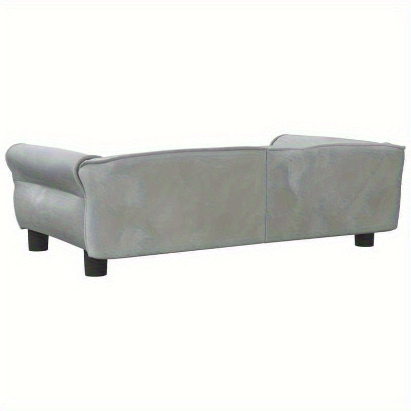 Hondenmand – Huisdierbed – Doggy Bed – Kattenmand – Huisdierenkussen – Lichtgrijs Fluweel – Stevige Anti-Slip Bodem – Comfortabele Hoofdkussenrand 95x55x30 cm
