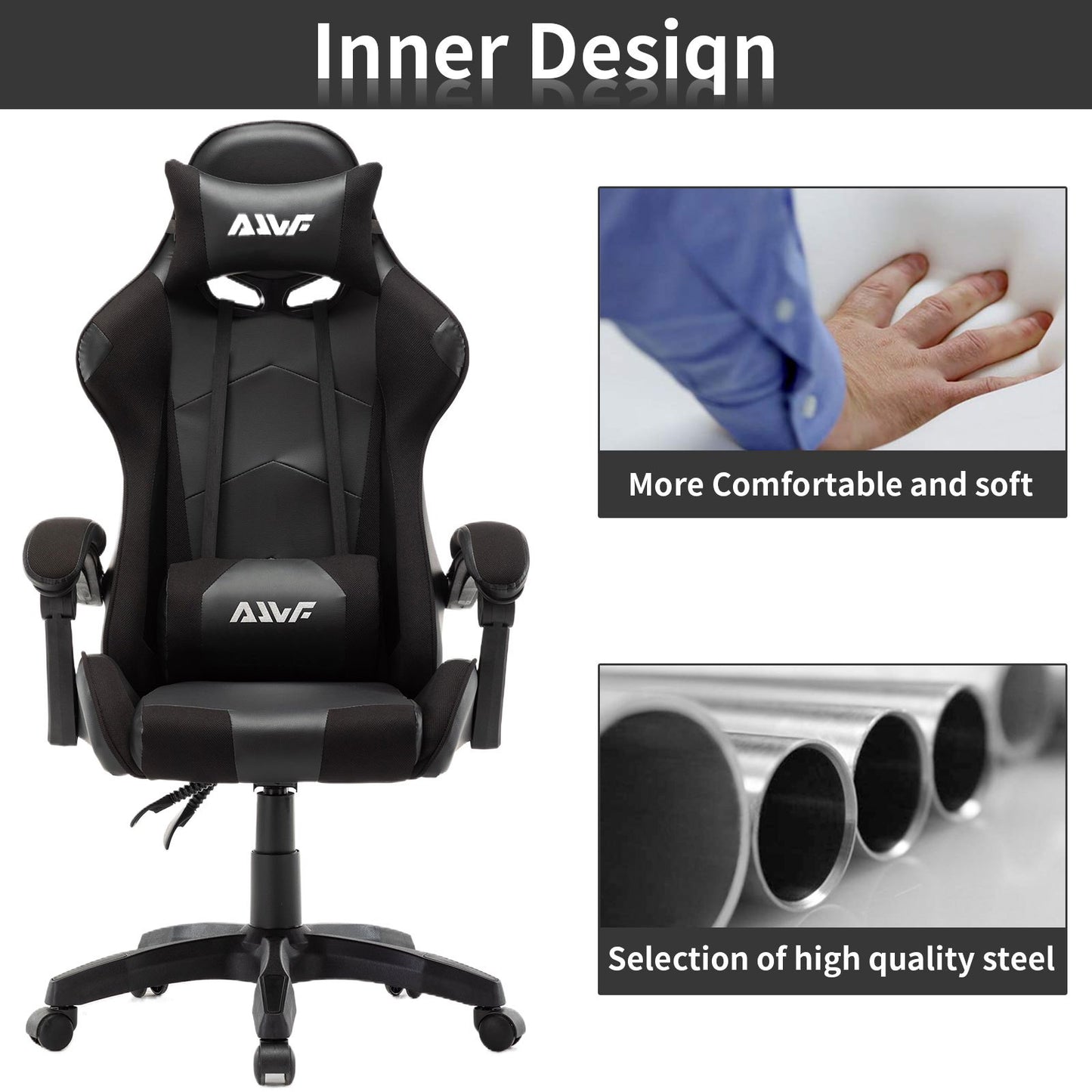 Gamingstoel – Gamestoel – Game Stoel – Gaming Chair – Bureaustoel – Ergonomisch Ontwerp – Verstelbare Rugleuning Kunstleer