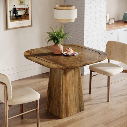 Eettafel Vierkant – Keukentafel – Tafel Voor 2-4 Personen – Bistrotafel – Ontbijttafel – Compact MDF Hout – Zware Pedestal Basis 300kg Draagvermogen
