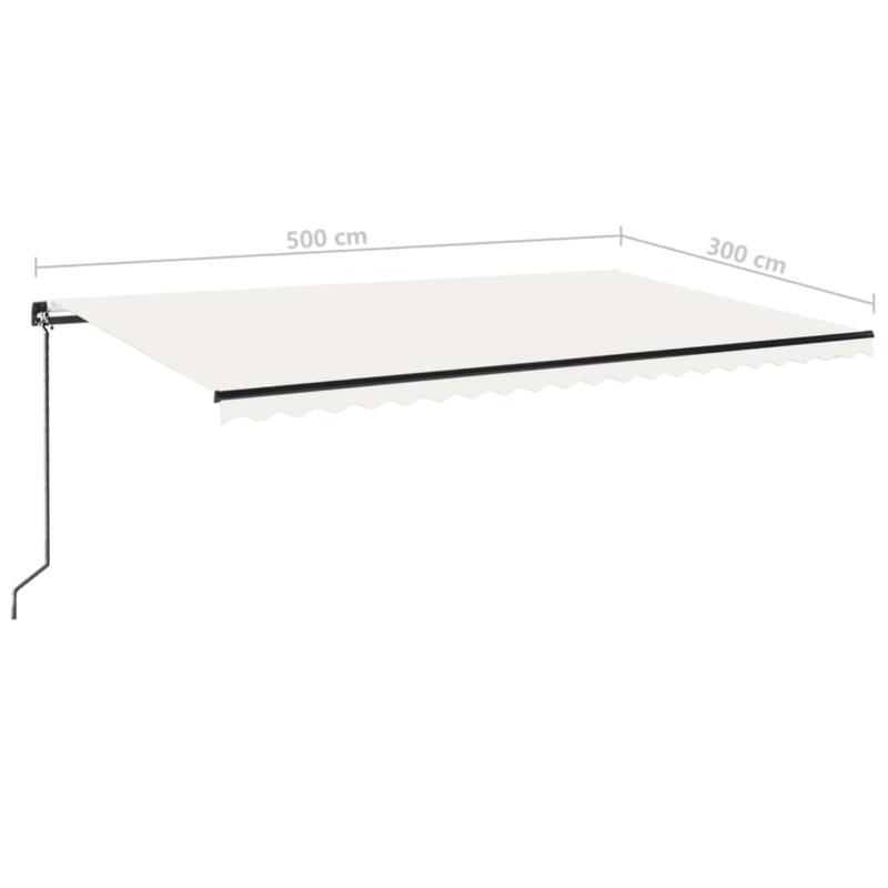 Handmatige Uitschuifbare Zonwering – Uitschuifbaar Zonnescherm – Terrasscherm – Buitenluifel – Zonbescherming – Crème Kleur – 500x300 cm – Weerbestendig Metaal Frame