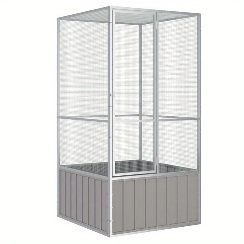Stainless Steel Bird Cage with Ventilation Mesh - 11.7x10.7x21.5cm, Durable Outdoor Small Animal Habitat for Rabbits, Guinea Pigs, Poultry - Weather-Resistant, Easy-Clean Design