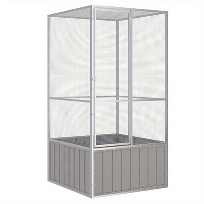 Stainless Steel Bird Cage with Ventilation Mesh - 11.7x10.7x21.5cm, Durable Outdoor Small Animal Habitat for Rabbits, Guinea Pigs, Poultry - Weather-Resistant, Easy-Clean Design