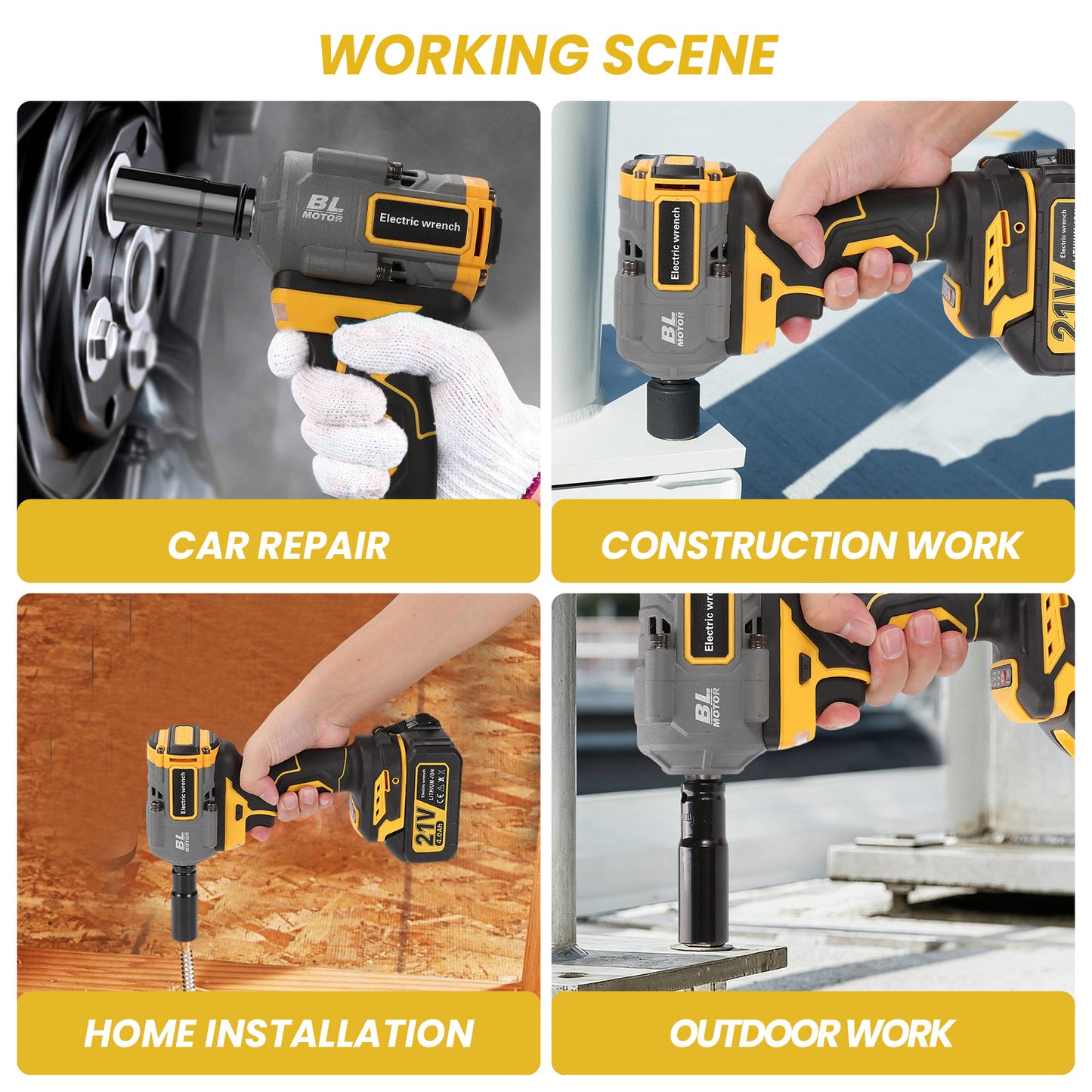 Slagmoersleutel – Accu Slagmoersleutel – Elektrische Slagmoersleutel – Slagschroevendraaier – Momentsleutel – 1000 Nm Koppel – Brushless Motor & LED Werkverlichting