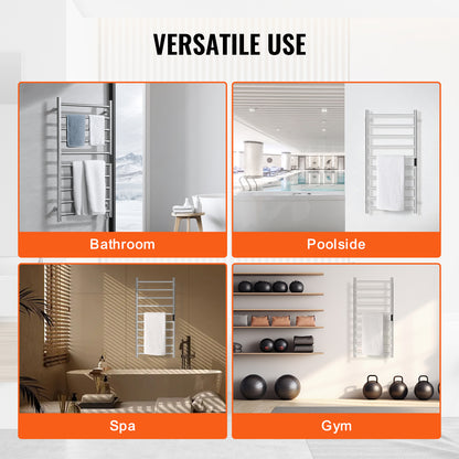 Elektrische Handdoekwarmer – Handdoekradiator – Verwarmd Handdoekrek – Badkamerrek – Wandmontage – RVS Staal – 5 Warmtestanden Met Timer