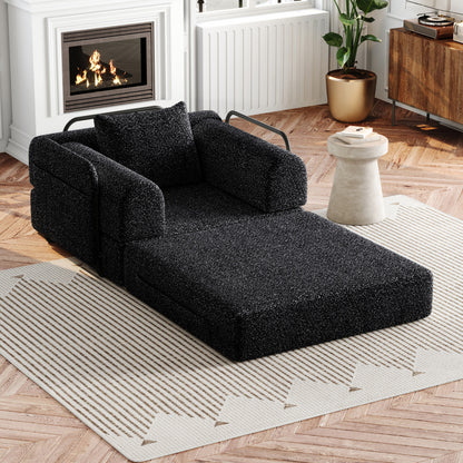 Slaapbank – Bank – Slaapstoel – Logeerbed – Slaapfauteuil – 2-in-1 Chenille met Opbergruimte en Stevig Metalen Frame – Ruimtebesparend Modern Design