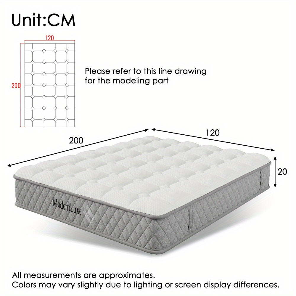 Orthopaedic Cold Foam Mattress 120x200cm with 7-Zone Pocket Spring Core, H3 Medium Firmness, 20cm Height, 4 Handles & Vacuum Packaging - Back-Friendly Support for Spinal Alignment, Pressure Relief & Optimal Relaxation, Durabl