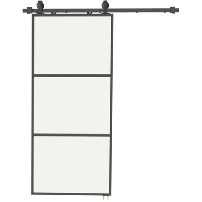 Schuifdeur – Schuifpaneel – Glazen Deur – Raumtebesparende Deur – Interieurdeur – Matglas – Zwart Stalen Frame – Soft-Close Mechanisme – Eenvoudige Montage