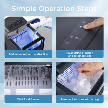 IJsmachine – IJsblokjesmaker – IJsblokjesmachine – Mini ijsmachine – Compact ijsmaker – Snel 9 ijsblokjes in 8 minuten – Zelfreinigend systeem – 1,5L waterreservoir