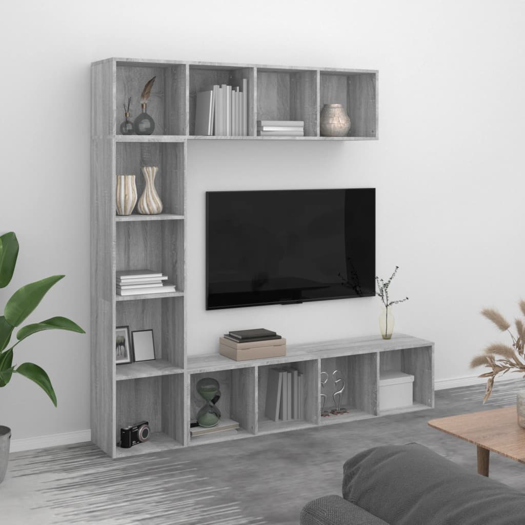 Boekenkast – Boekenrek – Opbergkast – Vakkenkast – Wandkast – 12 Vakken – Hoogwaardig Vochtbestendig Hout – Grijs Sonoma