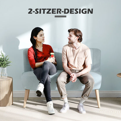 2-Zits Bank – Sofa – Loveseat – Tweezitsbank – Zitbank – Lichtgroen – Compact Formaat – Zachte Bekleding
