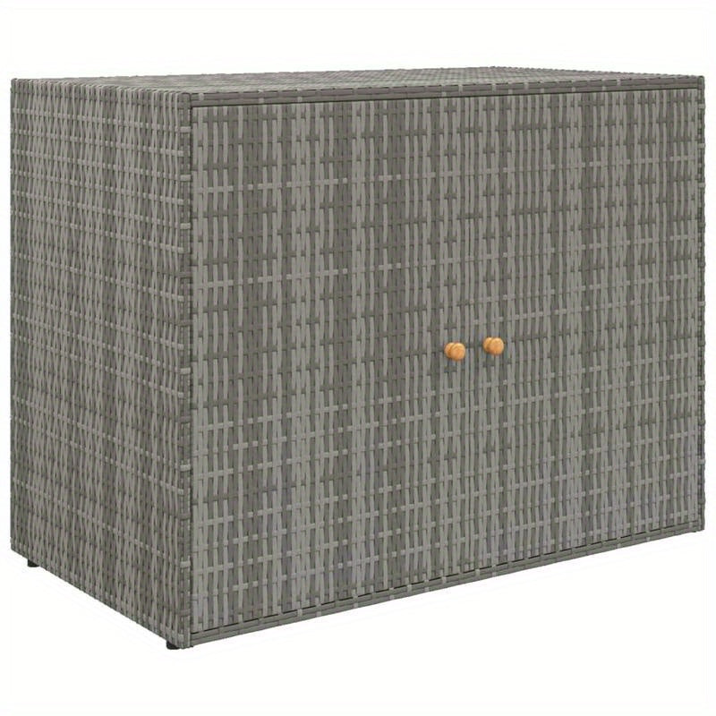 Large Storage Box with Lid - Heavy-Duty Poly Rattan, 99.06cmW x 54.61cmD x 80.01cmH, All-Weather Resistant Rectangular Organizer with Golden-Toned Hinges & Dark Brown/Gray Wicker Texture for Patio, Porch, Garage, Balcony - Mu