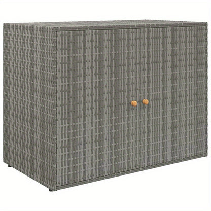 Large Storage Box with Lid - Heavy-Duty Poly Rattan, 99.06cmW x 54.61cmD x 80.01cmH, All-Weather Resistant Rectangular Organizer with Golden-Toned Hinges & Dark Brown/Gray Wicker Texture for Patio, Porch, Garage, Balcony - Mu