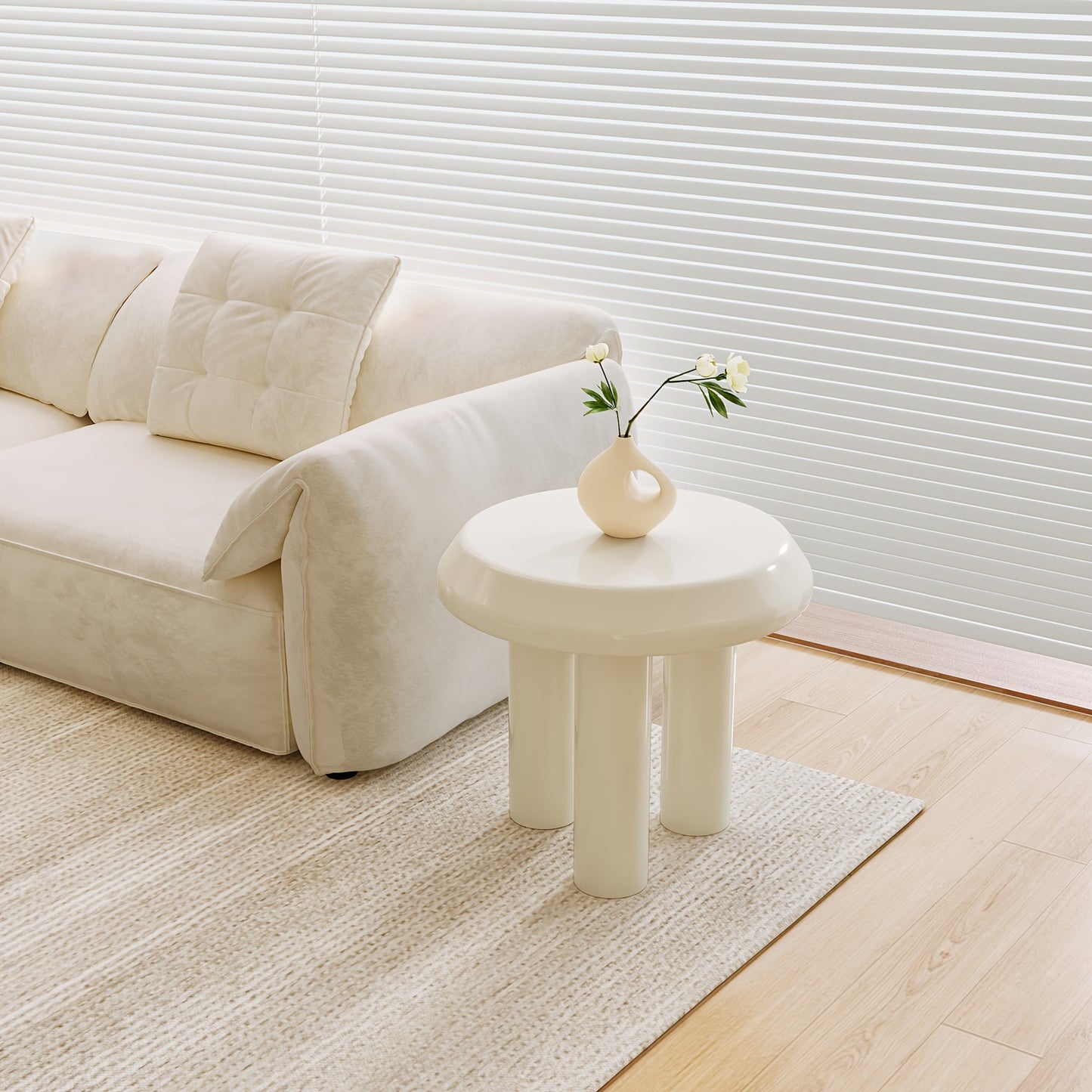 Salontafel – Bijzettafel – Koffietafel – Woonkamertafel – Banktafel – Set Van 2 – Ronde Design – Milky Wit – Compact En Ruimtebesparend – Eenvoudig Te Monteren