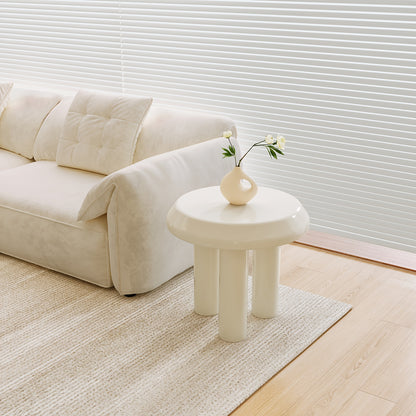 Salontafel – Bijzettafel – Koffietafel – Woonkamertafel – Banktafel – Set Van 2 – Ronde Design – Milky Wit – Compact En Ruimtebesparend – Eenvoudig Te Monteren
