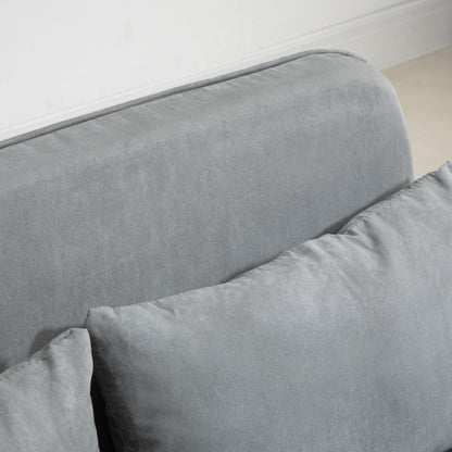 2-Zits Slaapbank – Tweezitsbank – Slaapbankje – Logeerbed – Zetel – Lichtgrijs – Inclusief 2 Kussens – Compact & Duurzaam